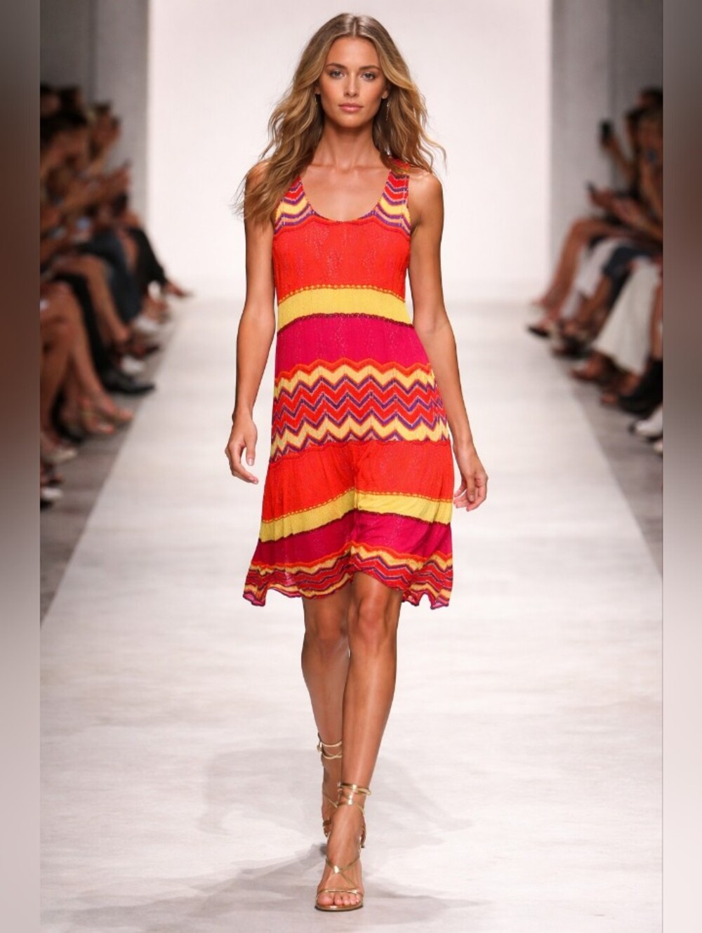 Vibrant Striped Knit Mini Dress in Orange, Pink & Yellow